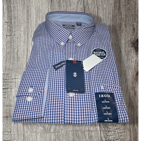 Izod Other - Izod Men Size Large Button Down Dress Shirt NWT Stretch Blue